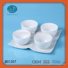 Kleine keramische Schüssel mit Platte, SGS / FDA / LFGB Zertifizierung Keramik Schüssel mit Platte, Lebensmittel sicher Porzellan Schüssel Sets